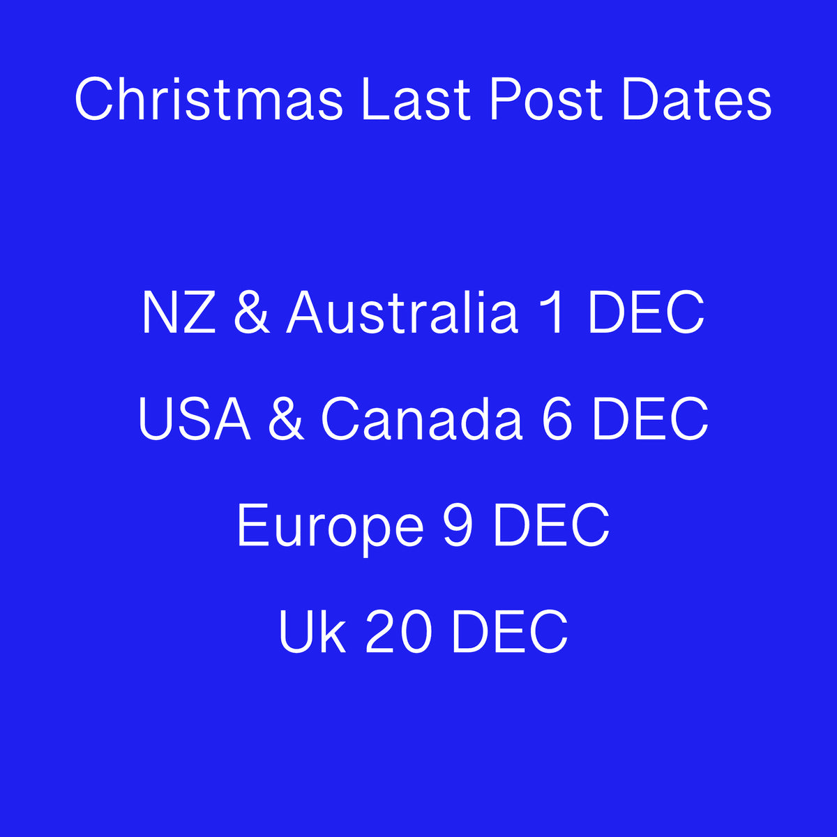 Christmas Post Dates Gilly Langton