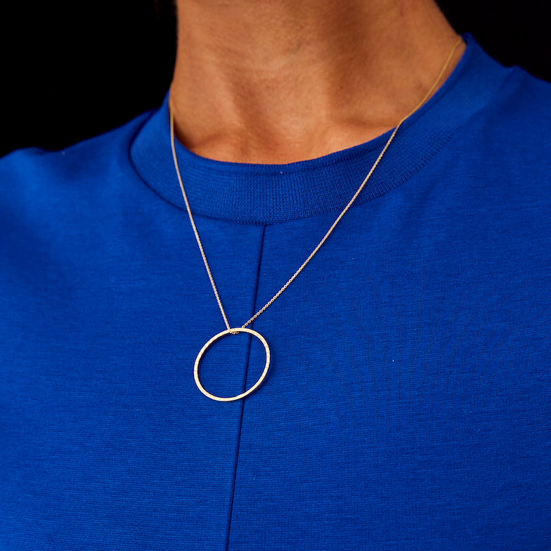 Gold Circle Cog Necklace