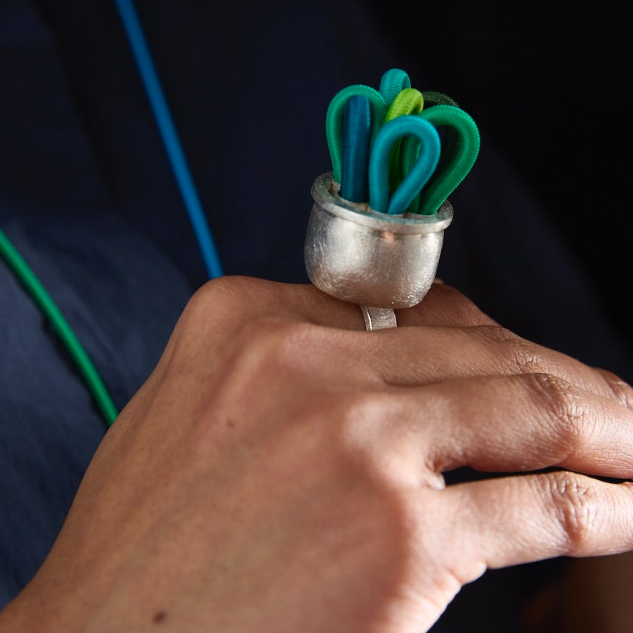 One of a Kind Green Urchin Ring