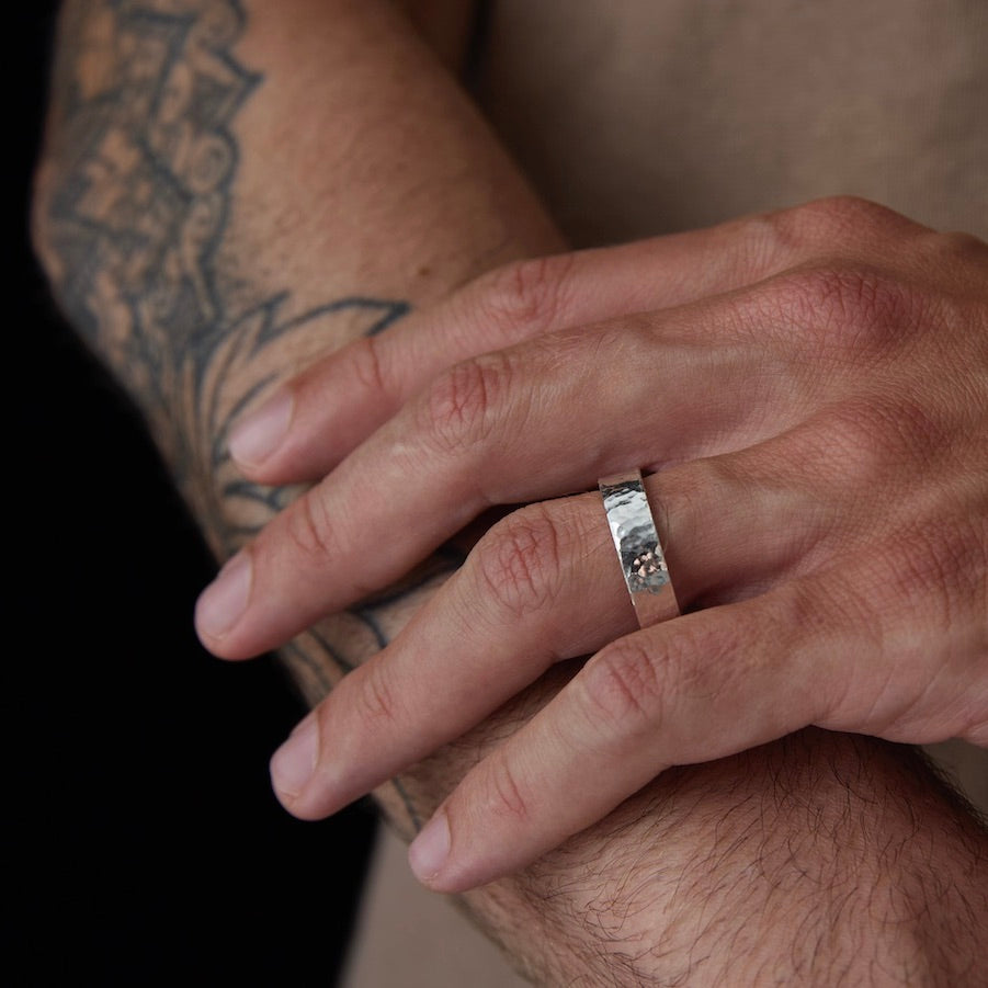 Men's Chunky Hammered  Ring