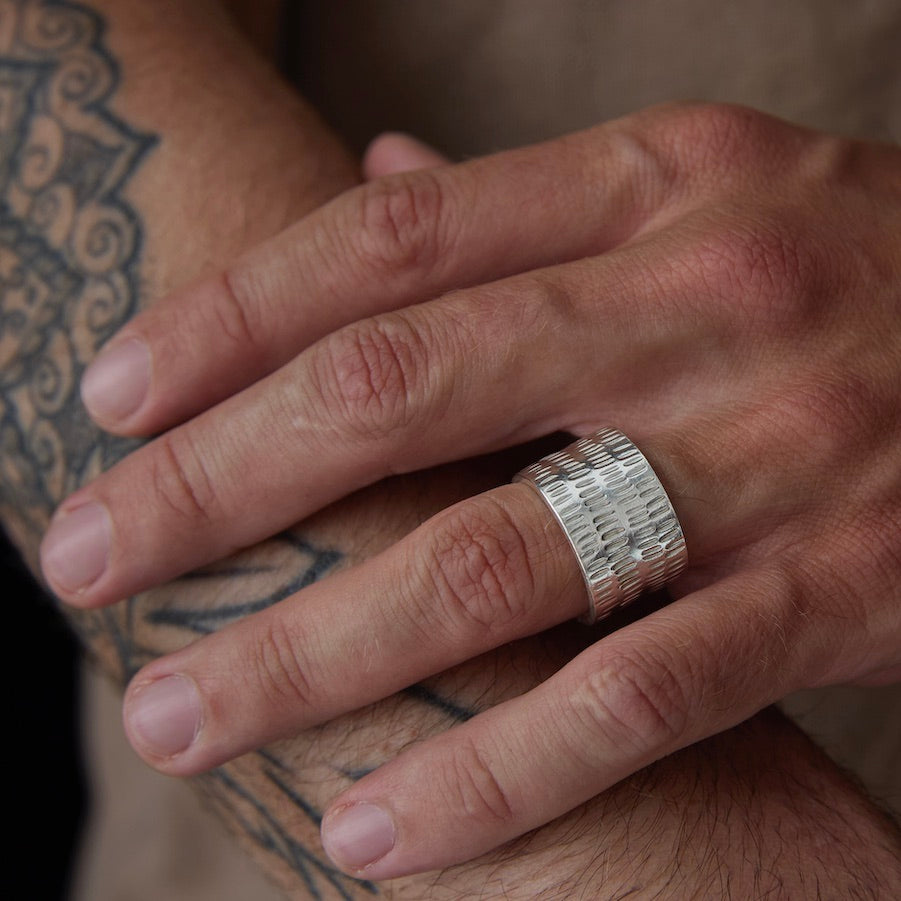 Men's Seriously Chunky 4 Line Stitch Ring