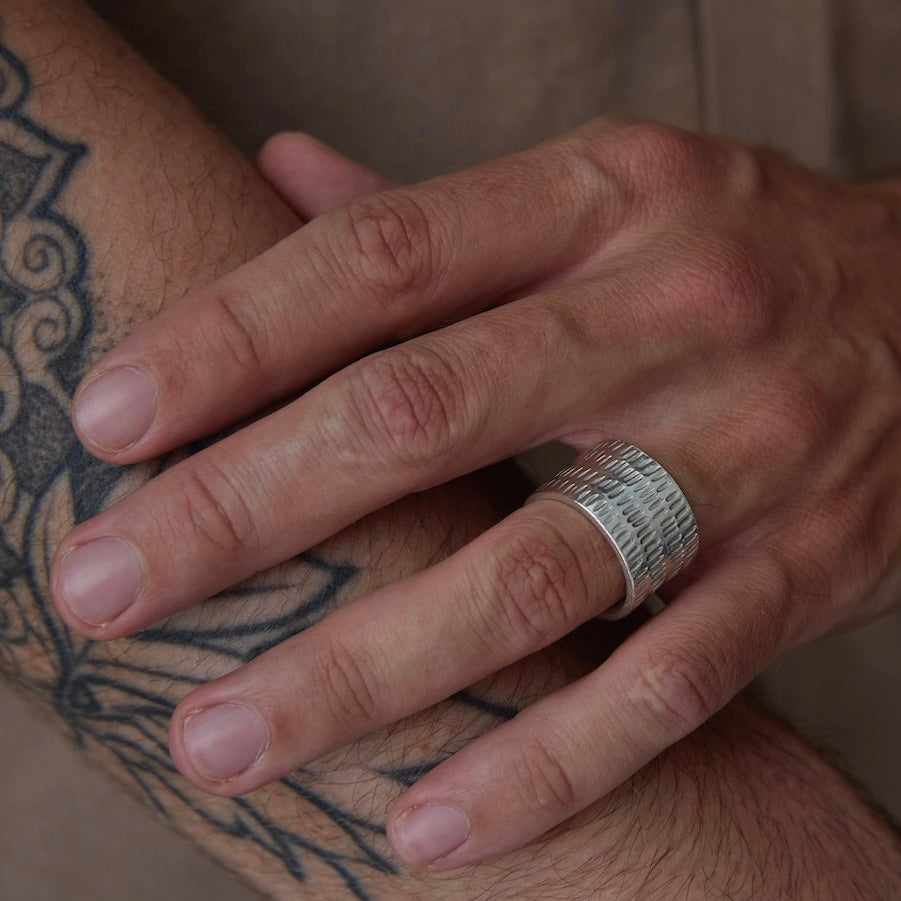 Men's Seriously Chunky 4 Line Stitch Ring