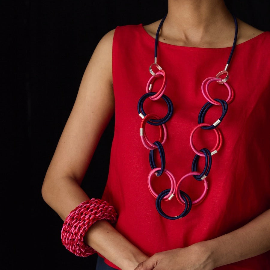 Multi Colour Anchor Chain Necklace