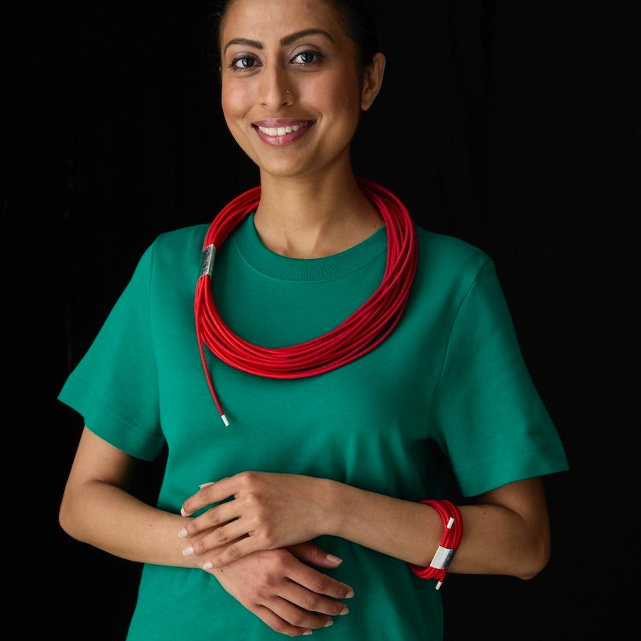 Curve Stitch Coil Necklace
