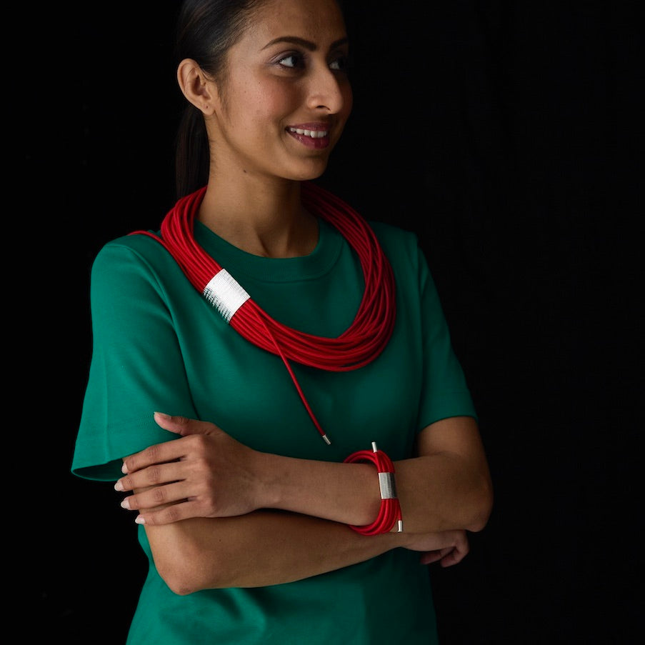 Curve Stitch Coil Necklace