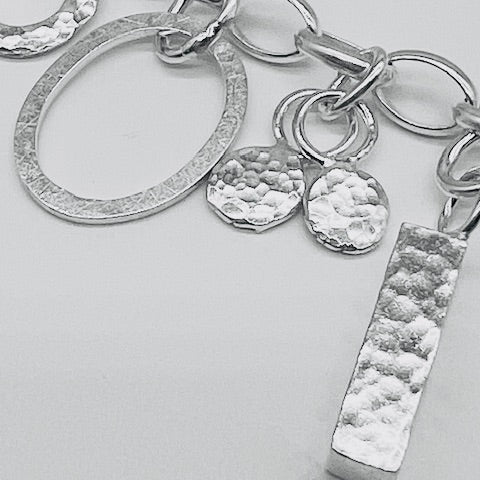 One of a Kind  Hammered Charm Bracelet
