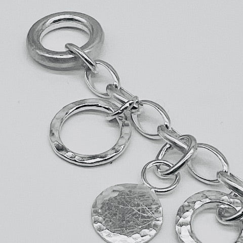 One of a Kind  Hammered Charm Bracelet