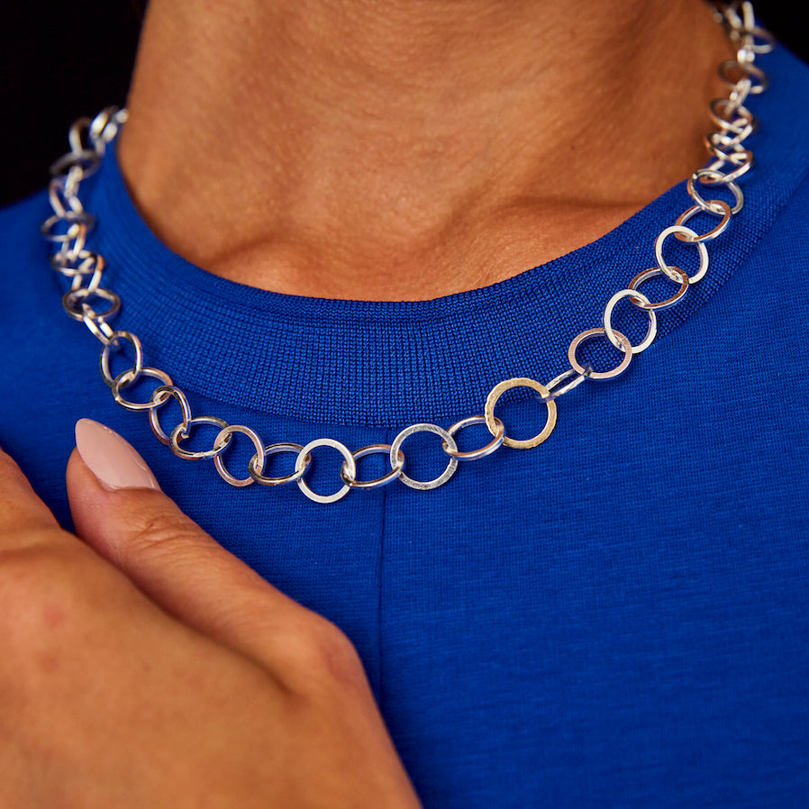 Silver Gold Cog Short Necklace by Gilly Langton