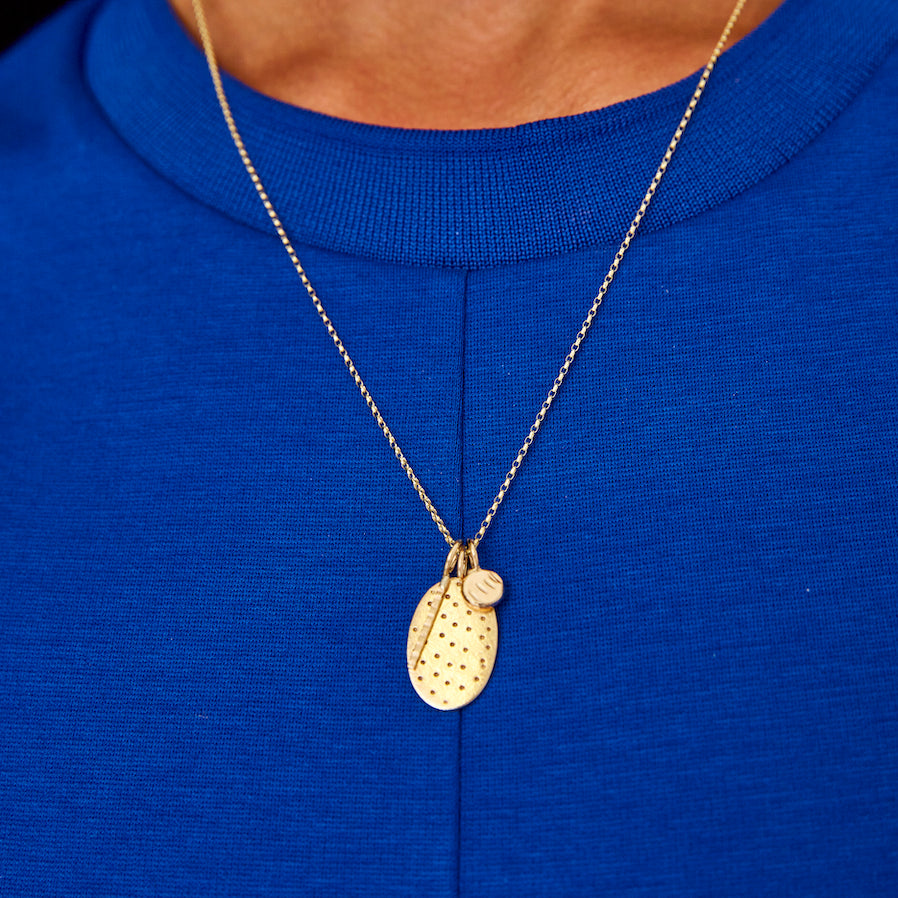 Gold Oval Charm Necklace