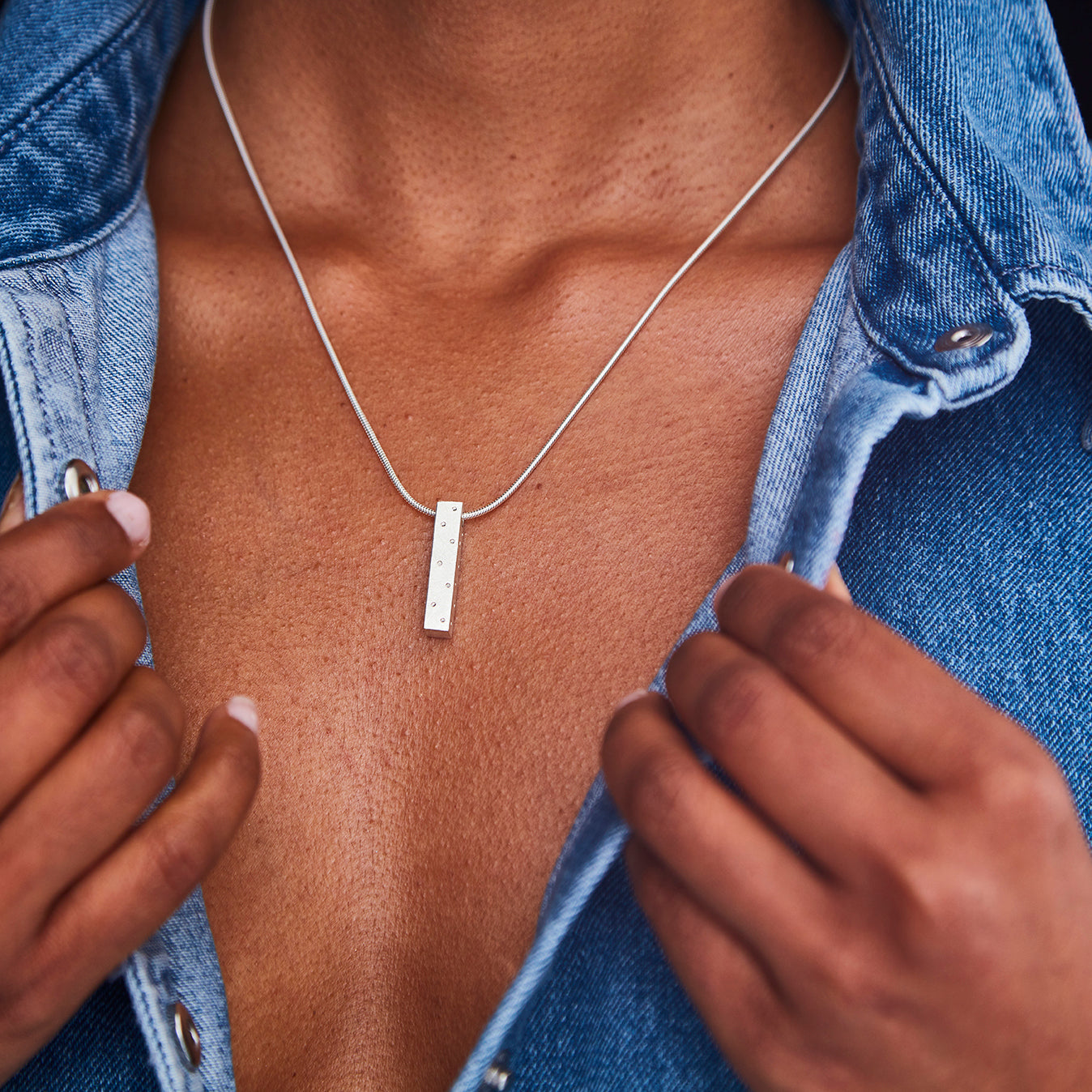 Mens silver ingot necklace discount